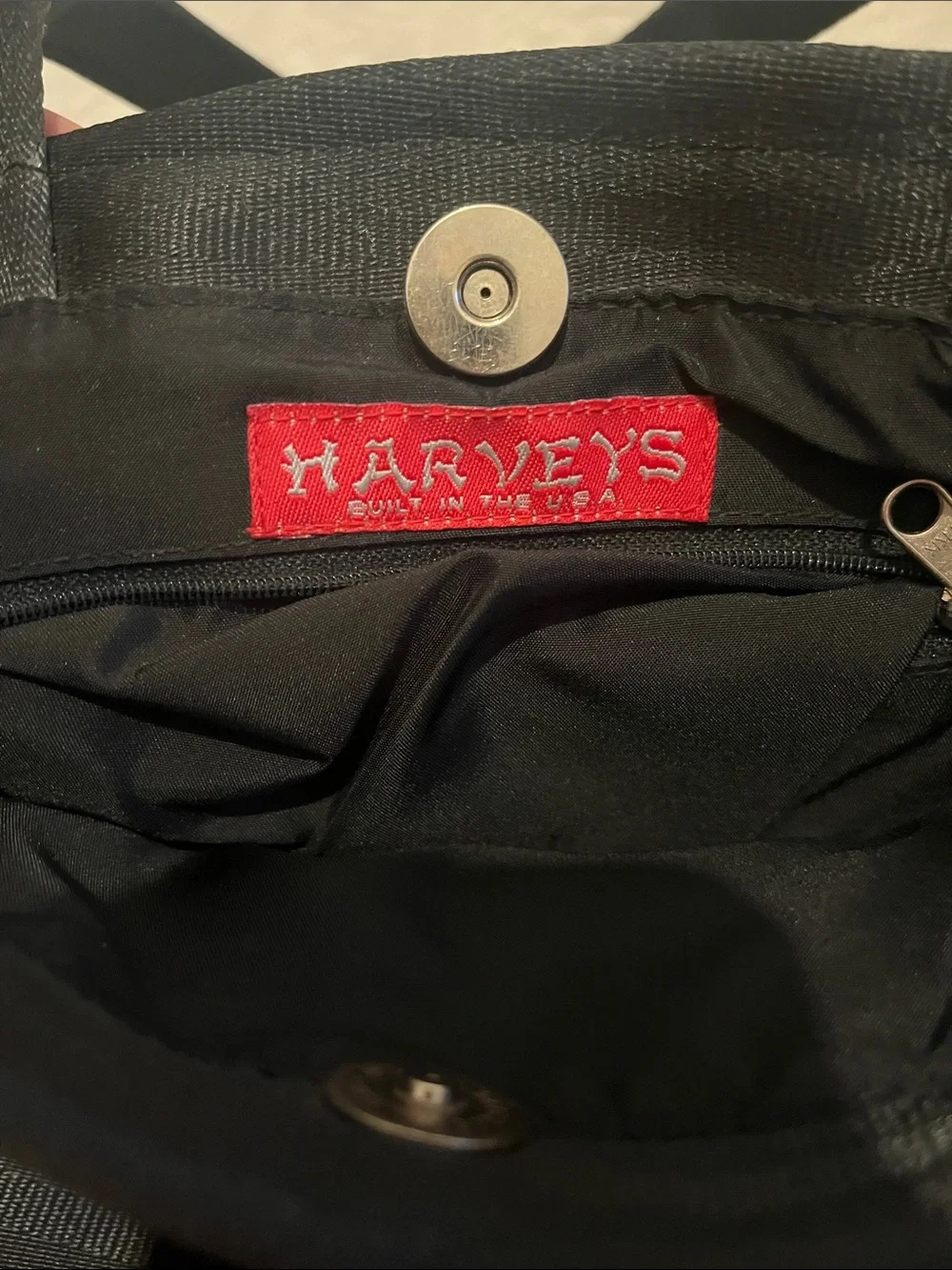 Harveys Black Woven Tote with Dual Straps original seatbelt Purse